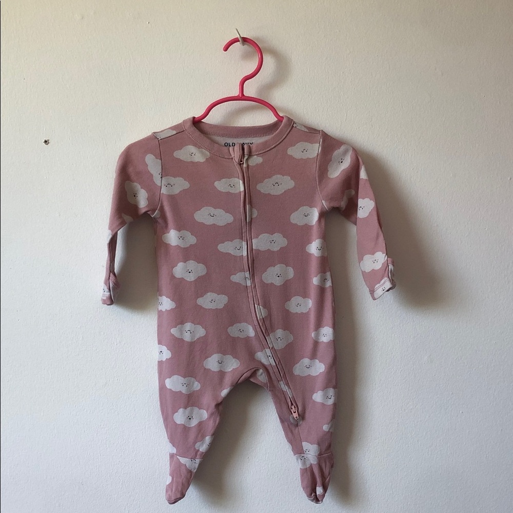 Old Navy Dusty Pink Cloud Footed Baby One-Piece